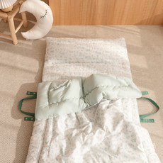 비비엔다 유아용 모달 아이싱 듀얼 낮잠이불 패드 + 슬림 차렵이불 세트 일체형, 포레스트그린