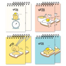 彩色線圈筆記本4件組, 象牙白/粉色/黃色/藍色, 2組