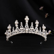 LUNA GLAM 自助婚禮晚宴珍珠頭飾 H319, 銀色, 1個