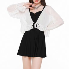 CocoDream 透膚亮點開襟衫 + 連身比基尼泳裝套裝 F097