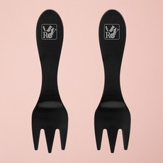 쿡코 스텐304 디저트 커트러리 포크, 블랙, 2개