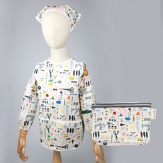 BEBE CHOUETTE 兒童防水無袖圍裙 + 頭巾 + 袖套 + 收納袋套裝