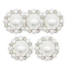 金屬高級水鑽鈕扣立體珍珠18mm, 鎳色, 5個