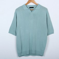 PLAYS 男士透氣亞麻高級開領短袖針織T恤