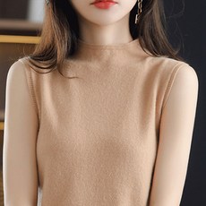 soleil 女款半高領Elle無袖針織衫