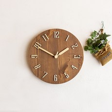 木質圓形小掛鐘, 棕色