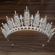 헤어 파티 바로크 진주 웨딩 프린세스 티아라, 실버, 1개