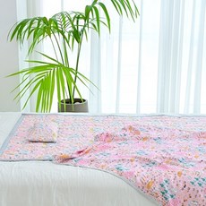 아띠블랑 신생아용 인견 침구 베개 + 블랭킷 + 패드 세트, 핑크레빗