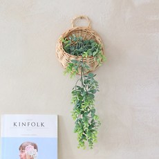 ScentBasket 懸掛植物藤編籃+尤加利葉藤編花束組, 混色, 1組