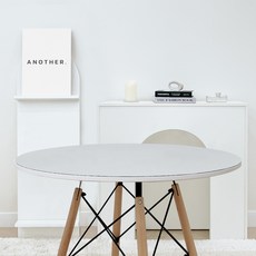 Another皮革餐桌布 防水 圓形, 灰色 + 白色, 直徑 100cm