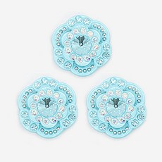 水鑽寶石櫻花鈕扣 21mm, 3個, 天藍色 + 藍色