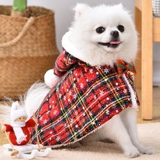 狗狗貓咪 Artipet 聖誕圖案斗篷, 紅色