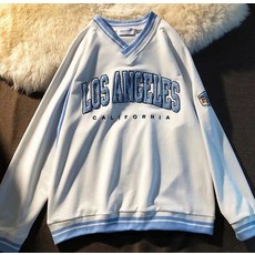 DM 남성용 브이넥 레터링 맨투맨