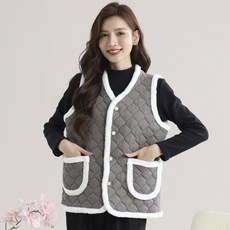 Anna&Co 女款復古素色羅紋柔軟毛絨鋪棉背心