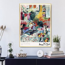 漫威家居裝飾亨利馬蒂斯鋁框+海報少女閱讀套組, 金子