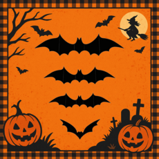 Salim On 萬聖節夜光蝙蝠壁飾組 4款 x 4入組, 單一顏色, 1套