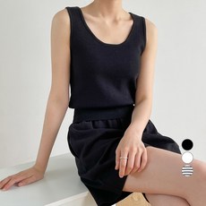 데이템 여성용 유넥 크롭 니트 나시