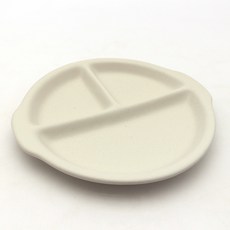 Dalsogeum 韓國製手工陶瓷3格小菜分隔盤 圓形, 1個, 奶油白