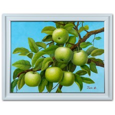 KNH KNHART 青蘋果畫作 小型, 銀線 白色