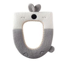 Bonaraon 可愛蓬鬆馬桶坐墊, 1個, 02 灰色兔子