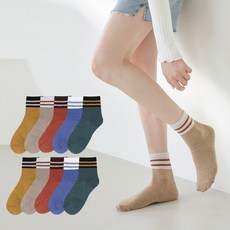 싹스윕 여성용 컬러라인 중목 양말 10켤레 세트