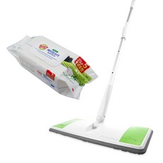 3M 百利 手柄式雙動桿拖把 L號+小蘇打濕拖把清潔布 溫和款 30入, 1組