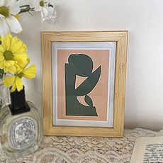 單人房裝飾桌上型藝術線條畫木框 H, 單一顏色, 1個