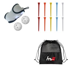 NAYASTYLE 高爾夫球收納袋 + 10入塑膠長版高爾夫球釘 + 收納袋組合, GFYP-134-1+167-4PU