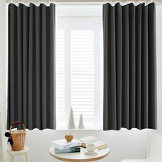 MARY HOUSE Kori素面遮光短窗簾, 炭灰色