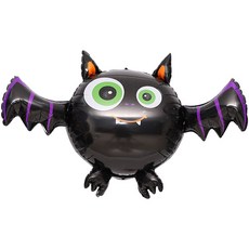 GRABO 3D 萬聖節蝙蝠 鋁箔氣球, 黑色, 1個