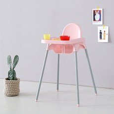 마켓비 유아용 SIGTAG 식탁의자 4p + 트레이 4p 세트, 핑크, 1개
