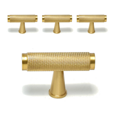 黃銅T字菱形壓紋櫥櫃把手 金色, 4個