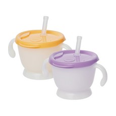 SKAKA 孩童學習吸管杯2件組, 1組, 橘色+紫色