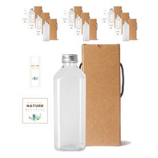 Square Dutch PET 1000ml x 10p + 鋁蓋 銀色 10p + 貼紙 2 種 x 10p + 盒裝 10p 套組 LB10, 1組