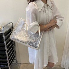 소리달 여성용 리프 반투명 숄더백 + 파우치 세트