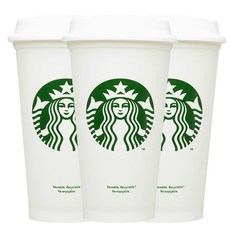 STARBUCKS 星巴克 可重複使用熱飲杯 一般包裝 3入, 白色, 473ml, 3個