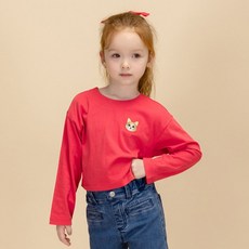 ILoveJ 貓咪刺繡短版棉T恤