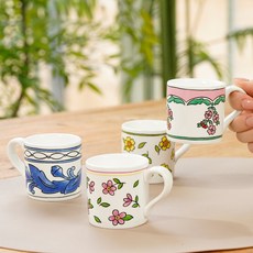 Maison Objet Poppy From Flower 濃縮咖啡燒酒杯 4件組, 櫻草花, 天竺葵, 水仙花, 繡球花, 1套