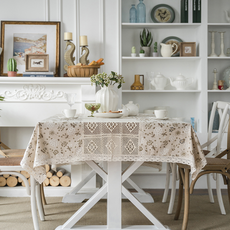 테이아 로멘틱 보헤미안 크로셰 레이스 식탁보, 그레이 민들레, 1개, 140 x 160 cm