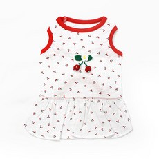 Blank Dog 寵物夏季櫻桃連身裙, 紅色