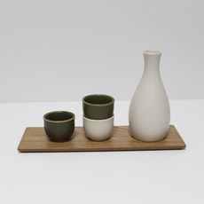 月鹽瓷杏仁酒瓶酒杯套組, 酒瓶+酒杯3p, 1套