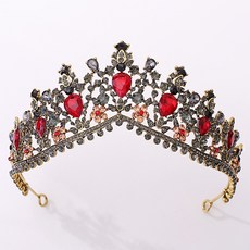 LUNA GLAM 自助婚禮新款水滴婚禮皇冠, 黑紅色, 1個