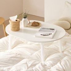 퓨어 라운드 6단 다리 조절 좌식 테이블 800 × 600 mm, 화이트