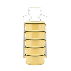 琺瑯便當盒 中型 5層, 黃色的, 1個