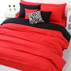 Evesu飯店級純棉四季被套, 黑紅色