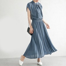 구디프 카라 슬리브리스 플리츠 원피스 빅사이즈 포함