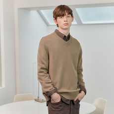 마인드브릿지 남성용 컴피 브이넥 세미 오버핏 니트 MYKT71A2