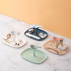 雲雀飾品收納盤4件組, 白色, 粉紅色, 綠色, 藍色