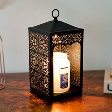 YANKEE CANDLE 轉盤式計時器蠟燭加熱燈+蠟燭 L號+燈泡組 2入, 黑色(融蠟燈)+Midnight Jasmine(蠟燭)