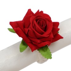 올데잇 꽃 냅킨 반지 버클 홀더 식탁 장식, 레드, 1개, 1개입